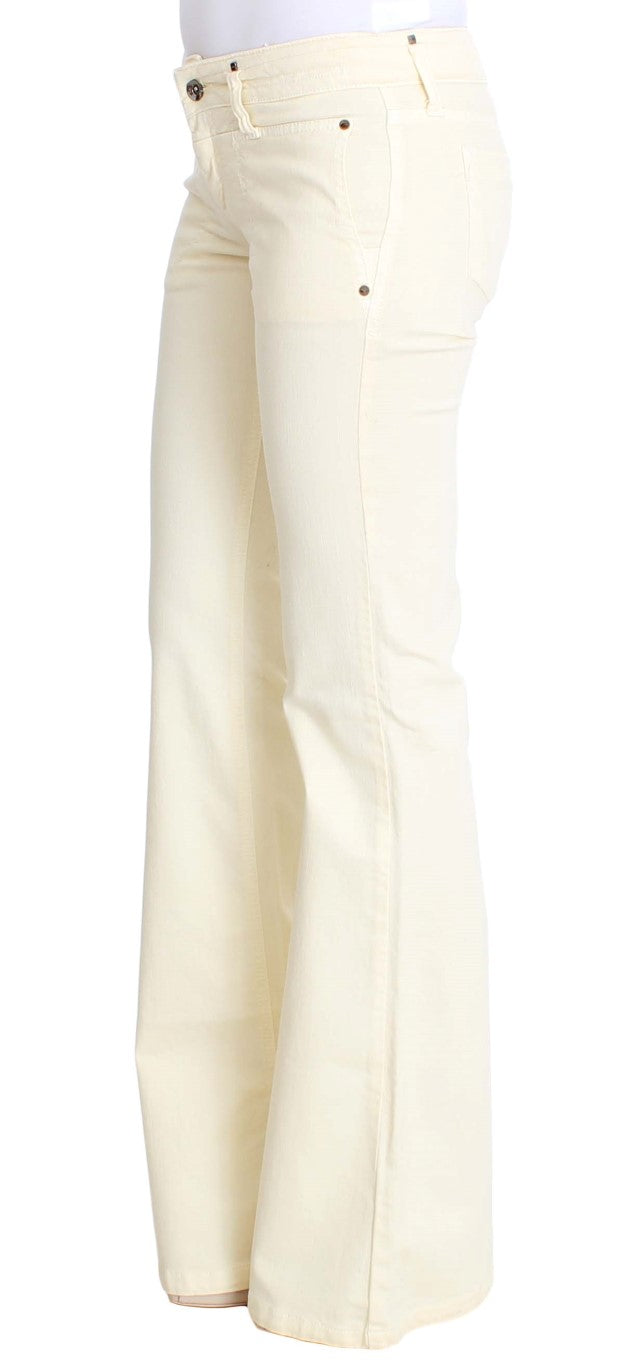 Costume National White Cotton Stretch Flare Jeans Costume National