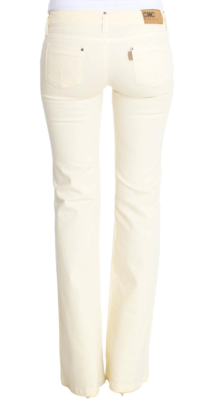 Costume National White Cotton Stretch Flare Jeans Costume National