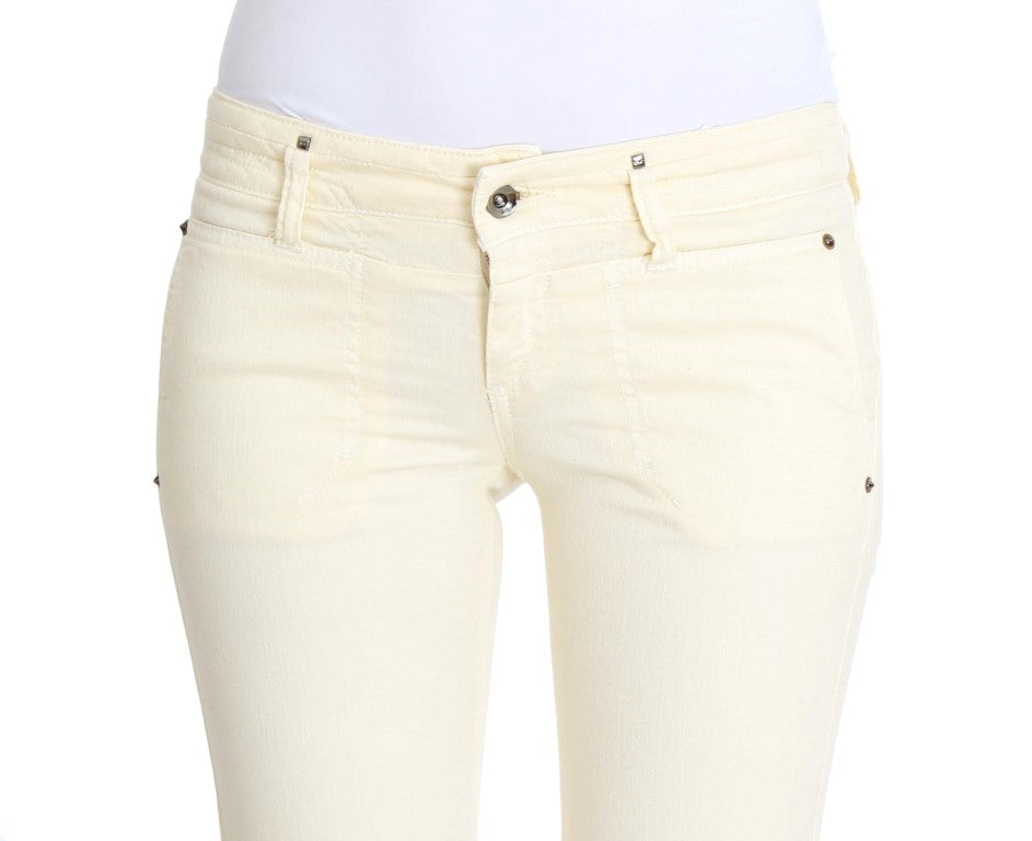 Costume National White Cotton Stretch Flare Jeans Costume National