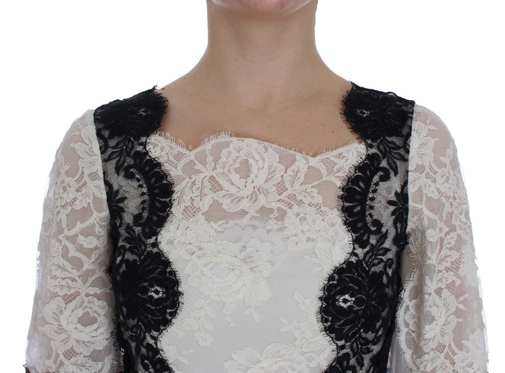 Dolce & Gabbana White Floral Lace Full Length Gown Dress Dolce & Gabbana