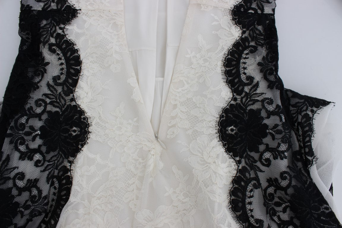 Dolce & Gabbana White Floral Lace Full Length Gown Dress Dolce & Gabbana