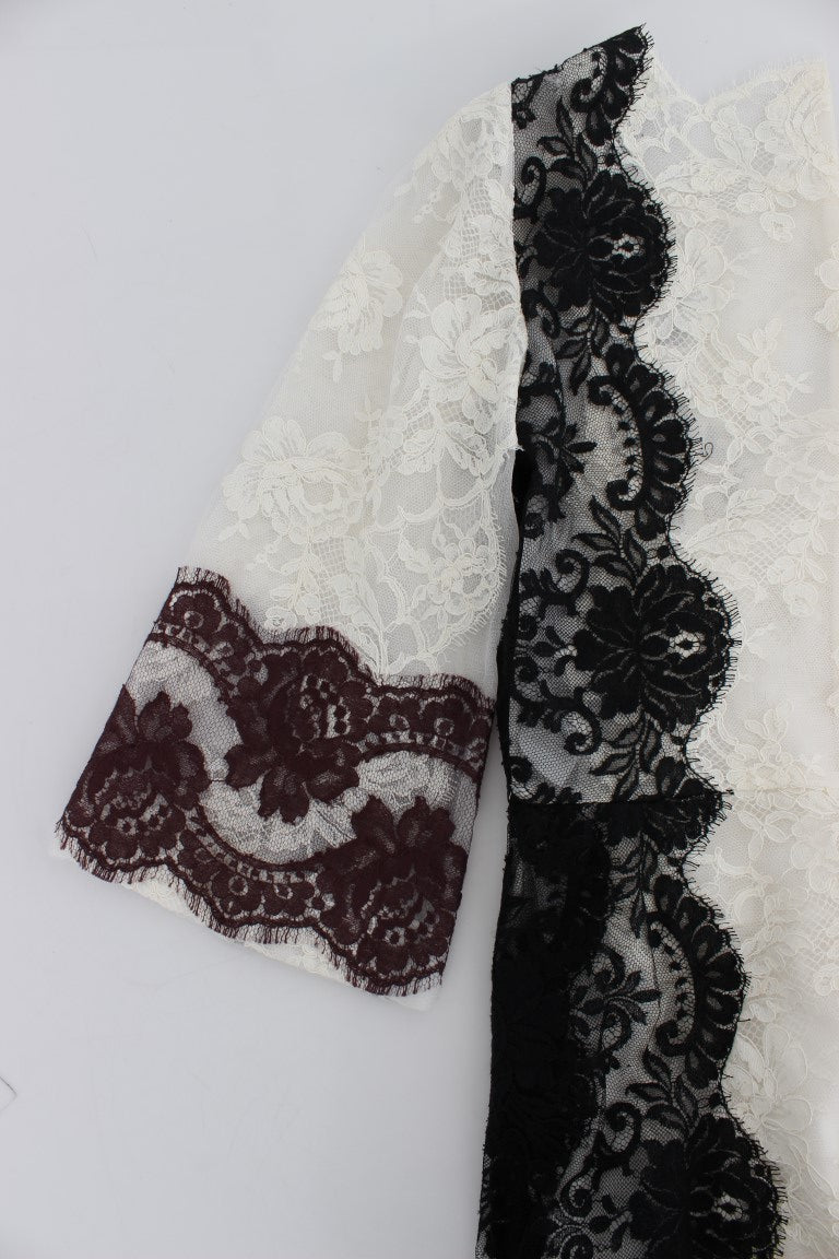 Dolce & Gabbana White Floral Lace Full Length Gown Dress Dolce & Gabbana
