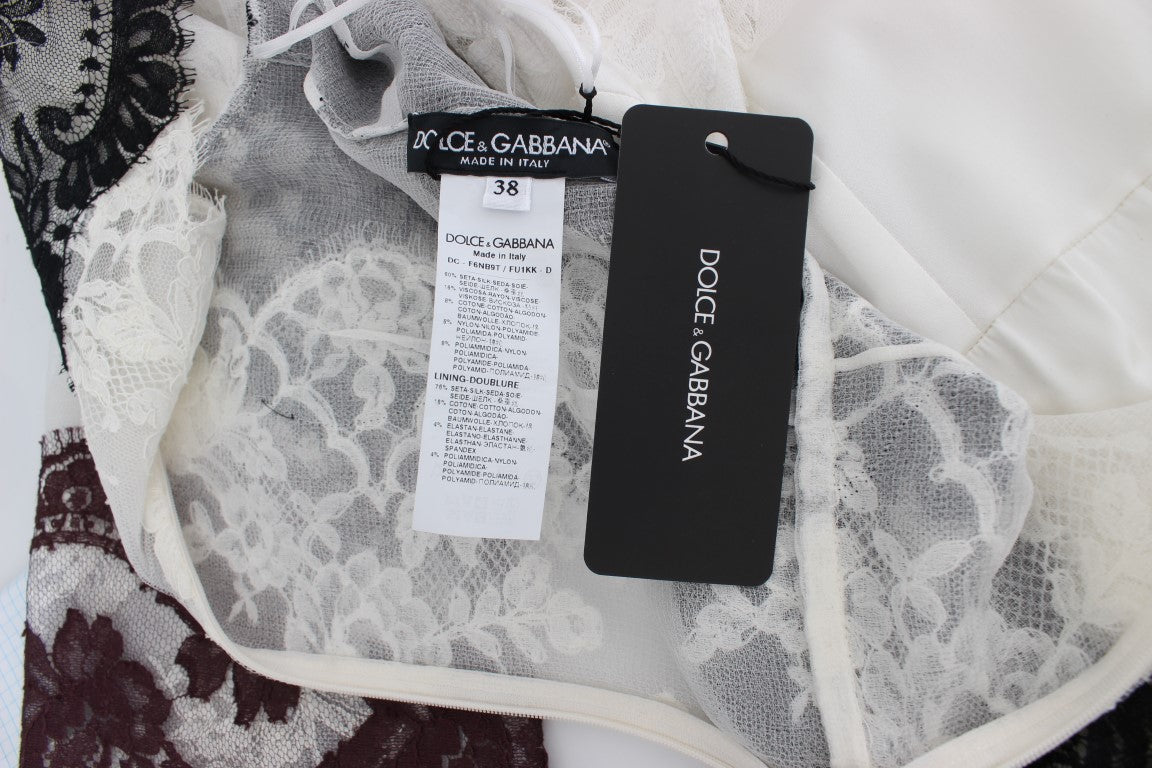 Dolce & Gabbana White Floral Lace Full Length Gown Dress Dolce & Gabbana