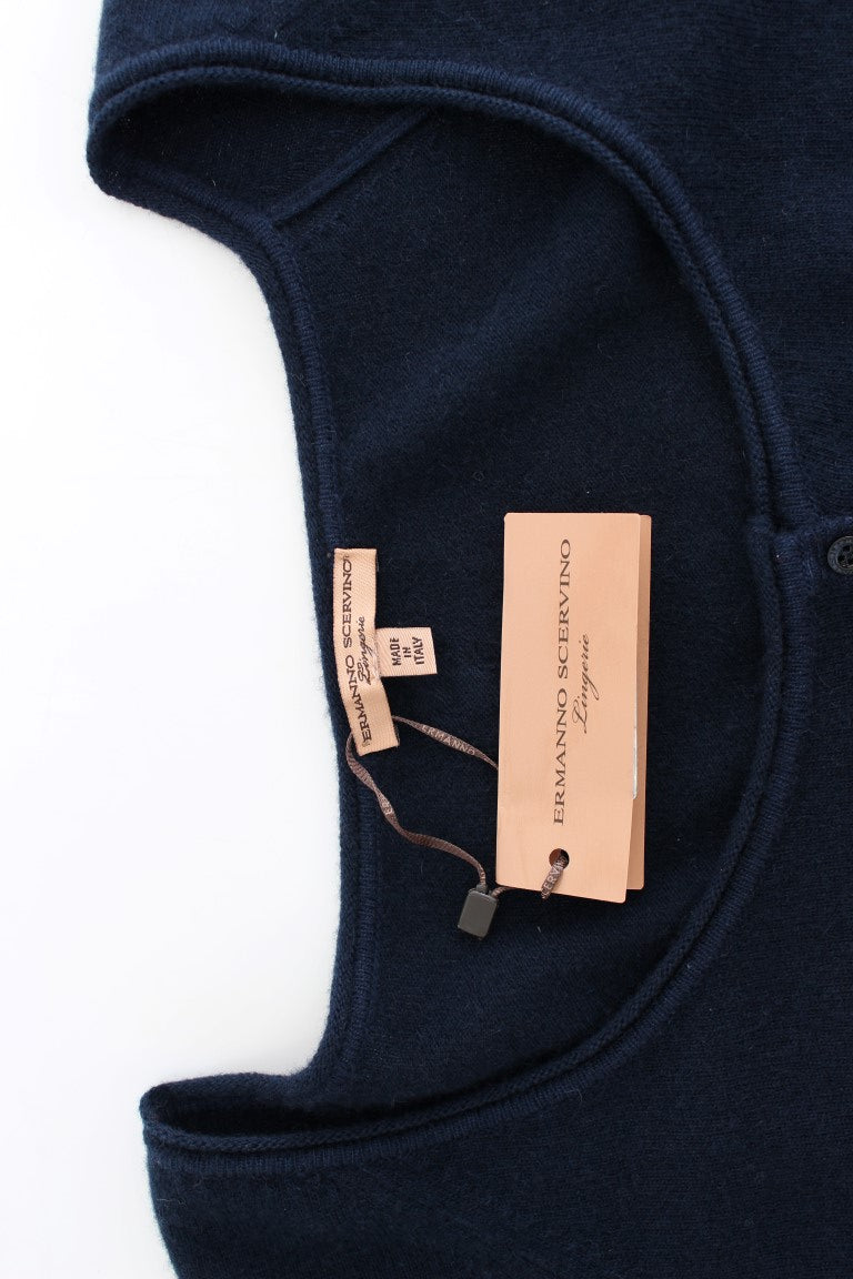 Ermanno Scervino Blue Cashmere Cardigan Sweater