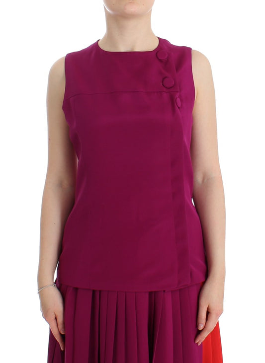 Barbara Casasola Purple Silk Sleeveless Blouse Top Barbara Casasola