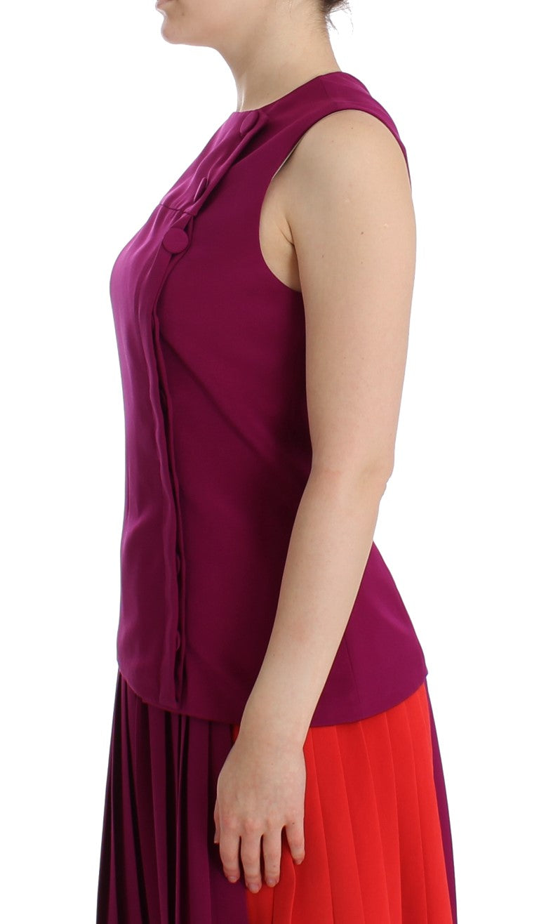 Barbara Casasola Purple Silk Sleeveless Blouse Top Barbara Casasola