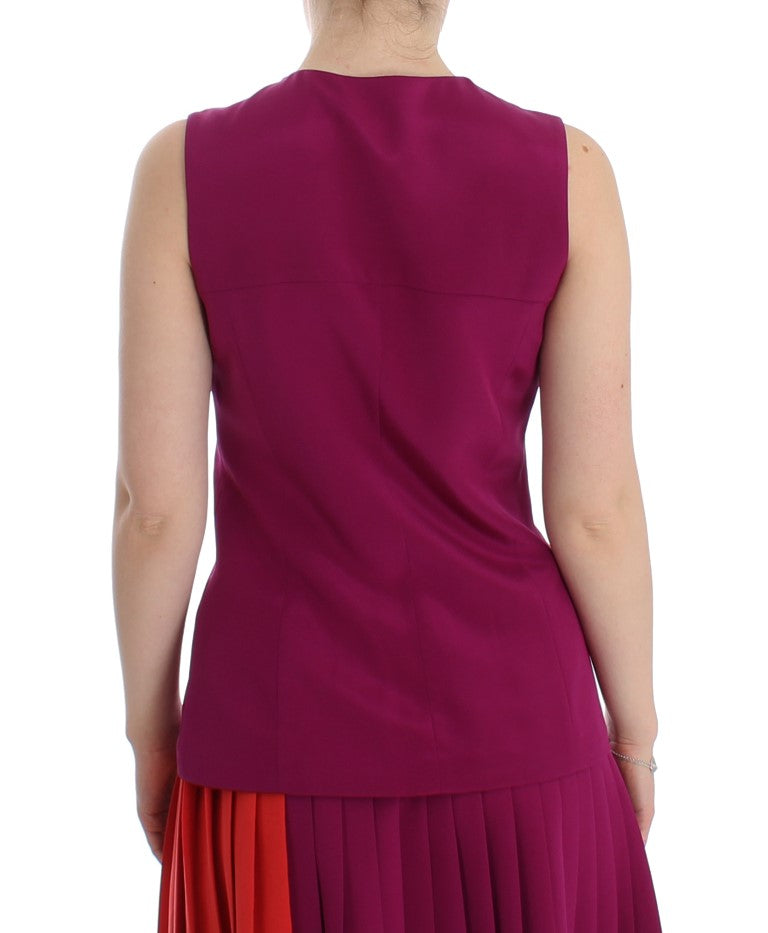 Barbara Casasola Purple Silk Sleeveless Blouse Top Barbara Casasola