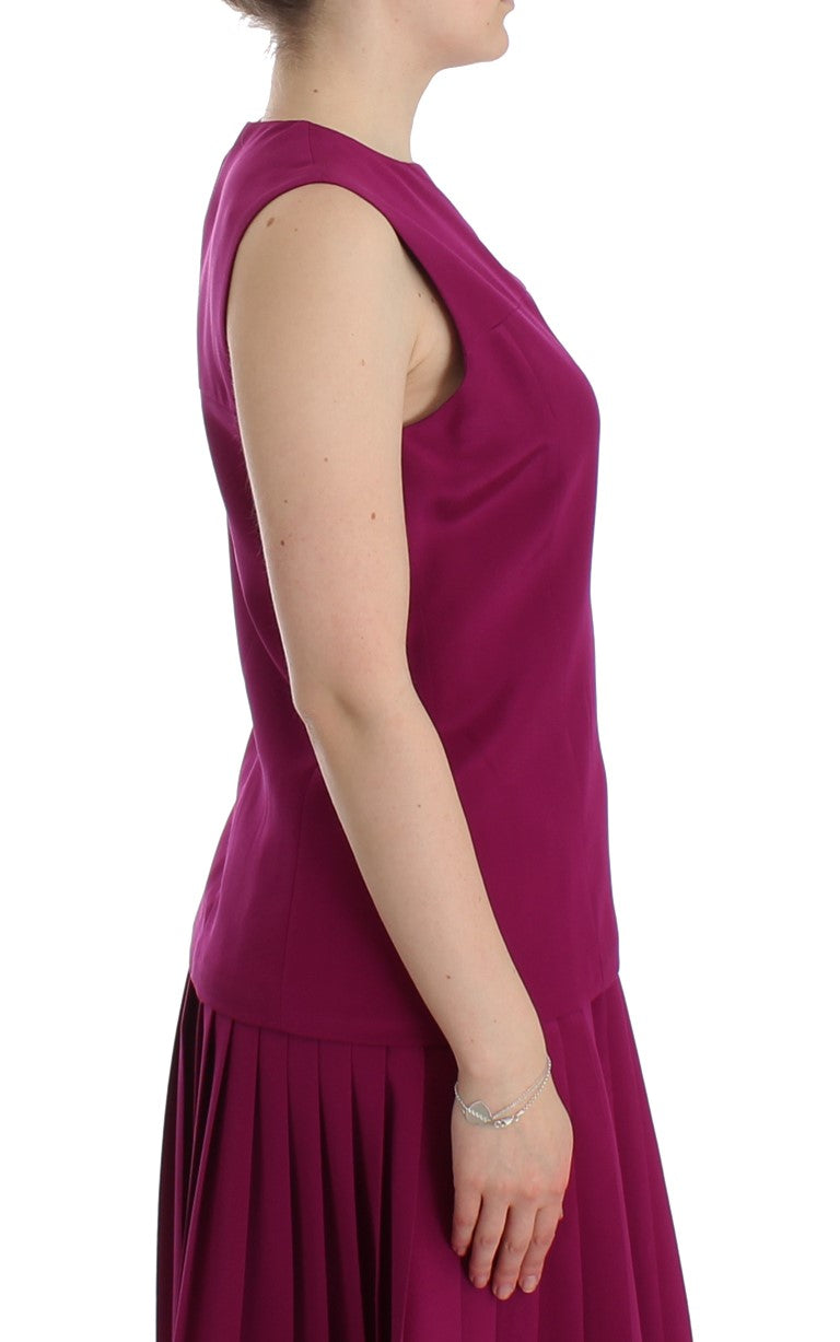 Barbara Casasola Purple Silk Sleeveless Blouse Top Barbara Casasola