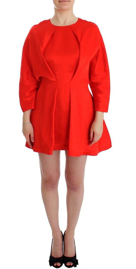 Fyodor Golan Red Mini Linen 3/4 Sleeve Sheath Dress Fyodor Golan