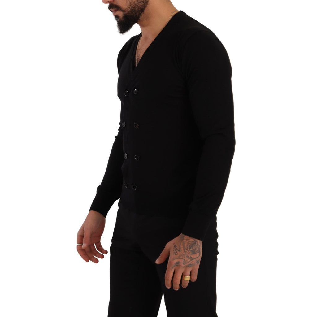 Dolce & Gabbana Black Cashmere Button Down Cardigan Sweater
