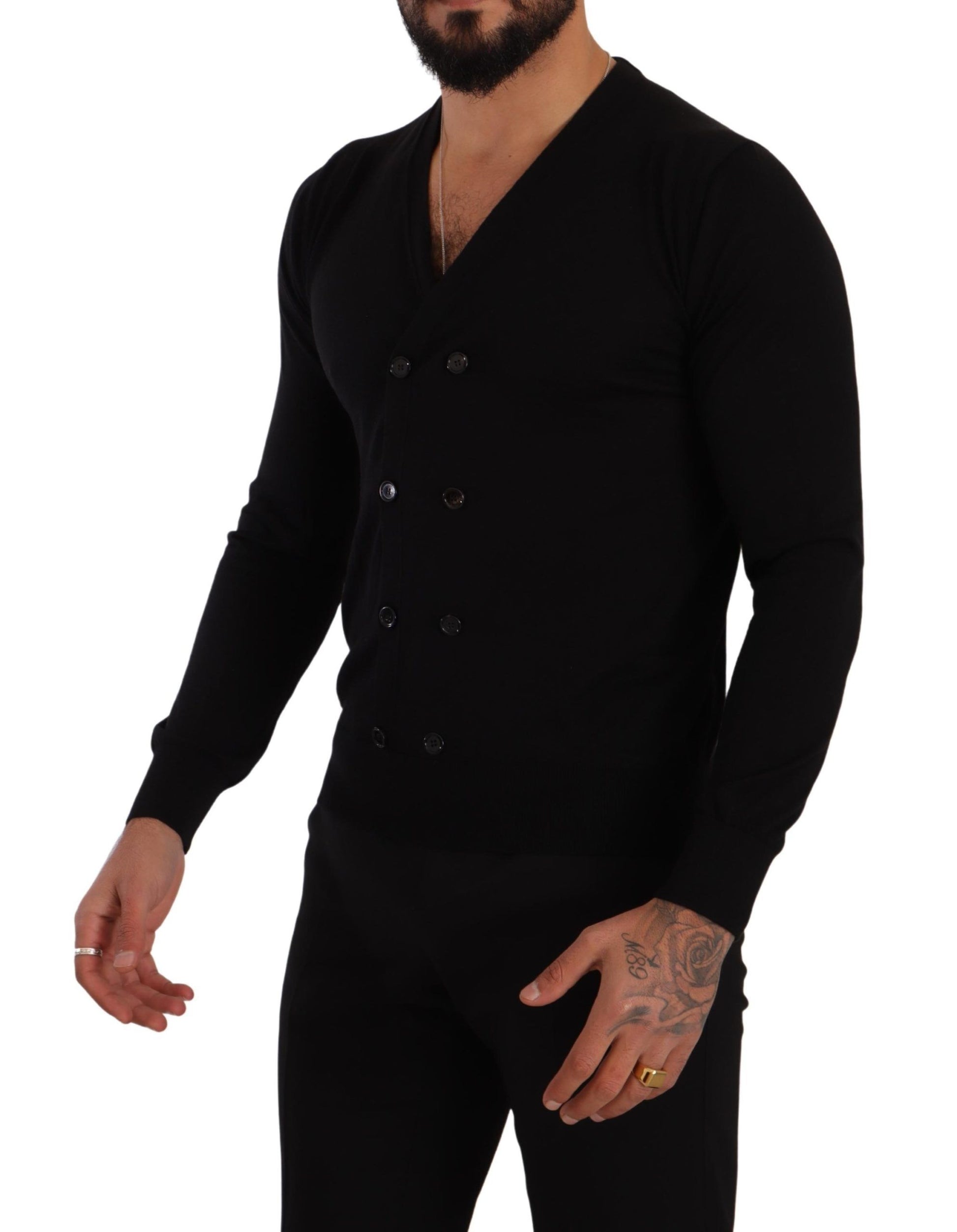 Dolce & Gabbana Black Cashmere Button Down Cardigan Sweater Dolce & Gabbana