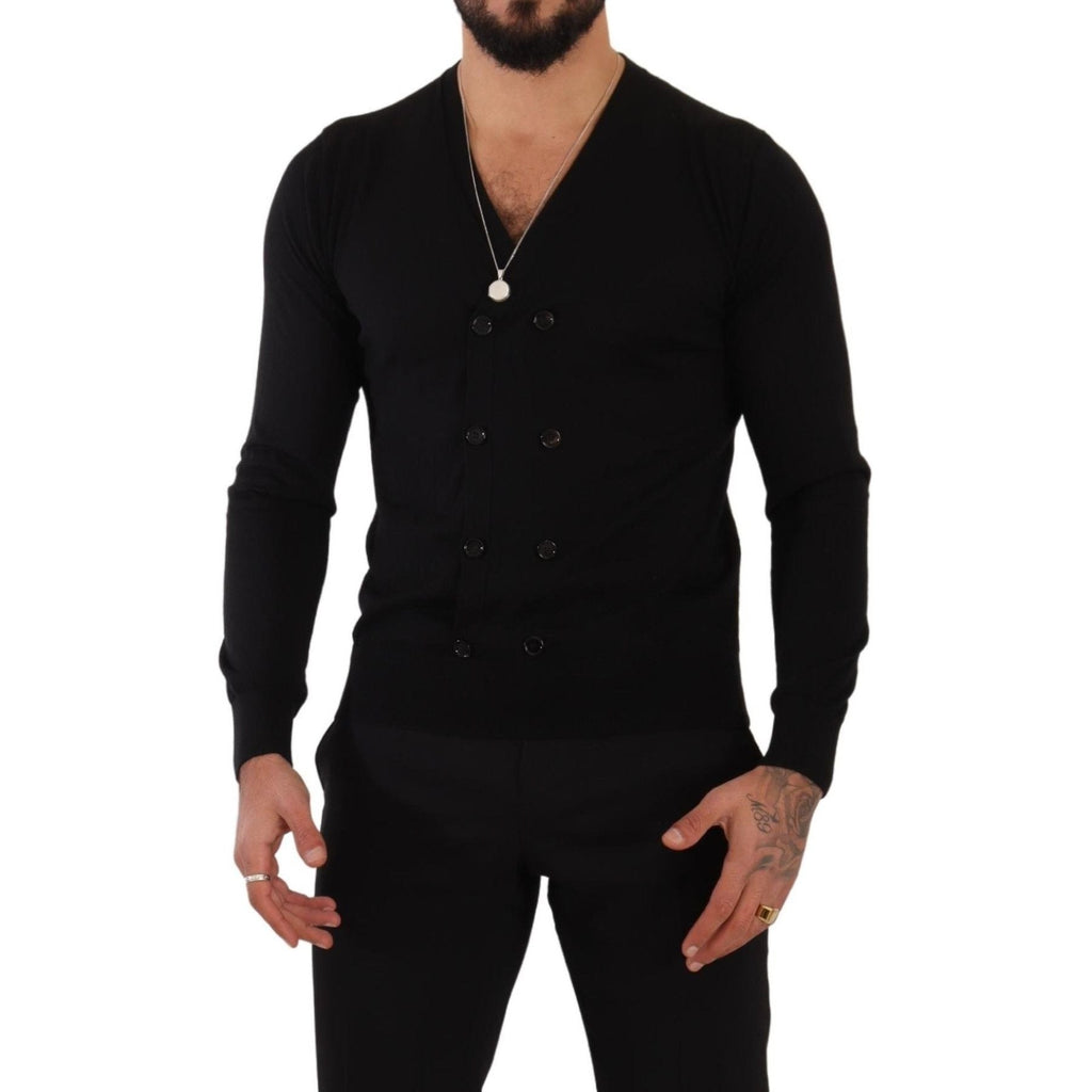 Dolce & Gabbana Black Cashmere Button Down Cardigan Sweater