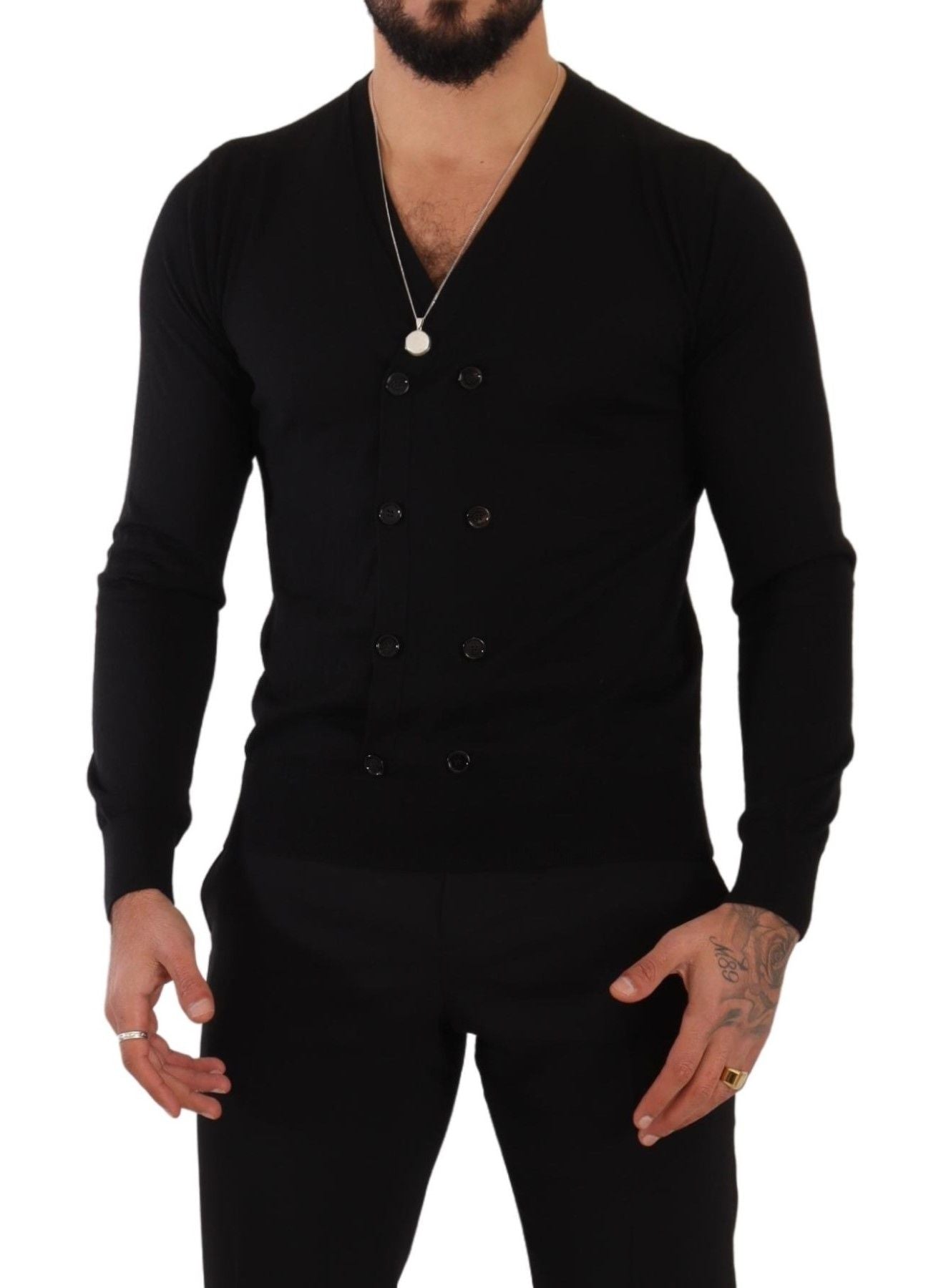 Dolce & Gabbana Black Cashmere Button Down Cardigan Sweater Dolce & Gabbana