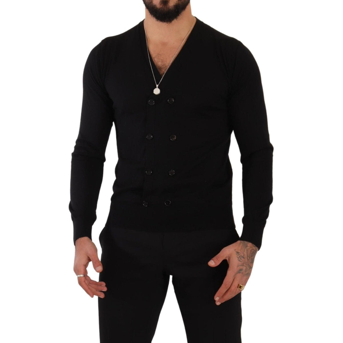 Dolce & Gabbana Black Cashmere Button Down Cardigan Sweater