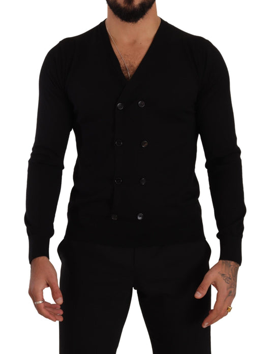 Dolce & Gabbana Black Cashmere Button Down Cardigan Sweater Dolce & Gabbana