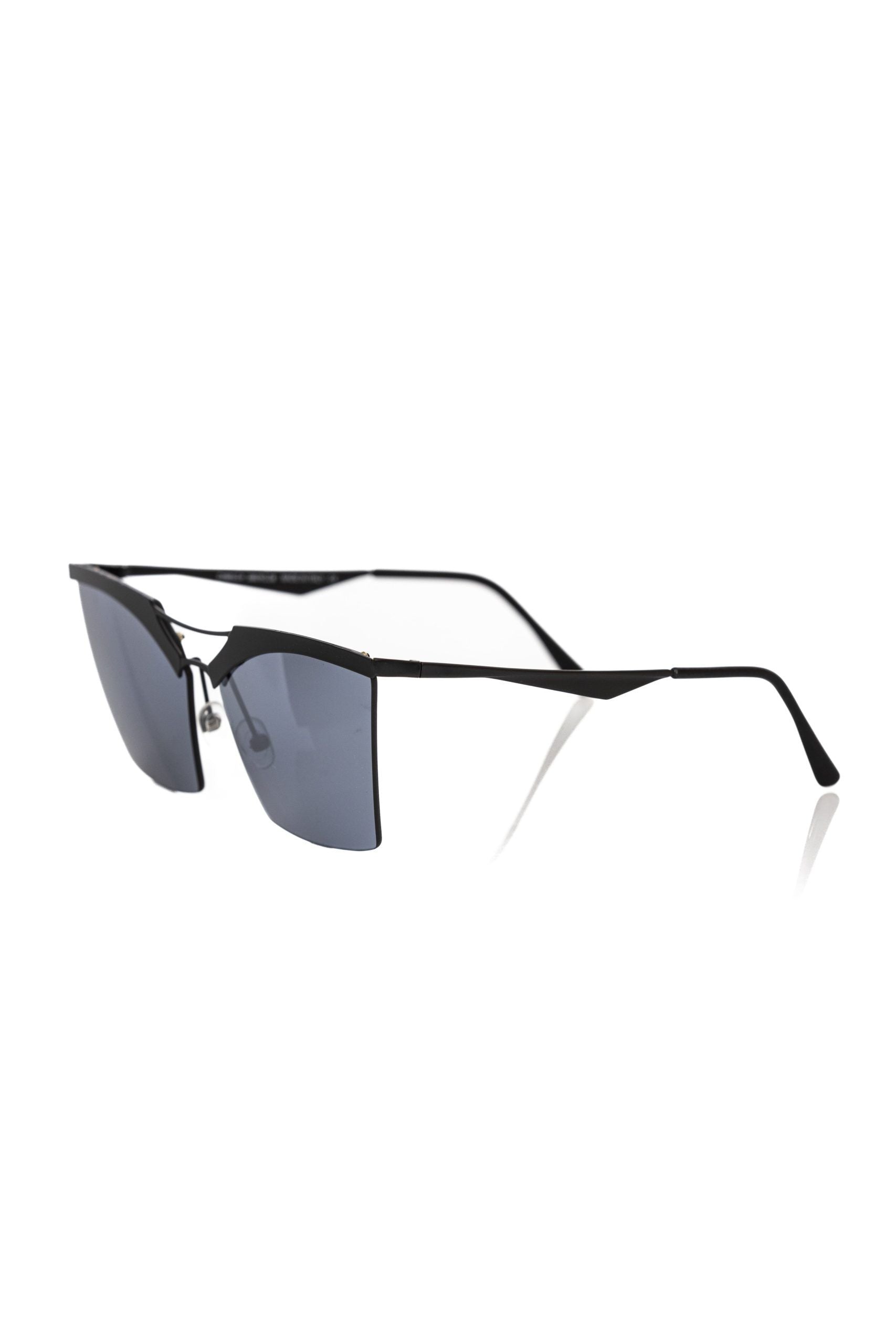 Frankie Morello Black Metallic Fiber Women Sunglass