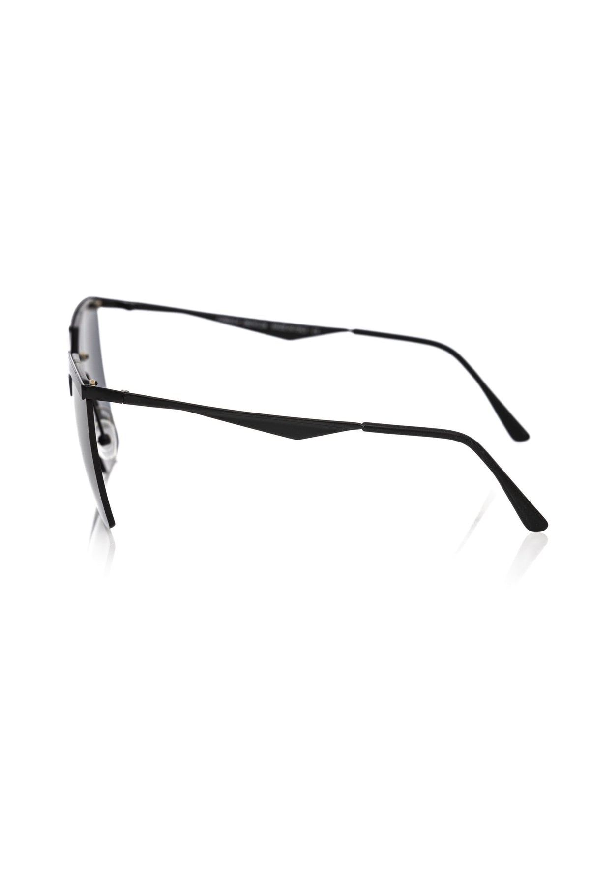 Frankie Morello Black Metallic Fiber Women Sunglass