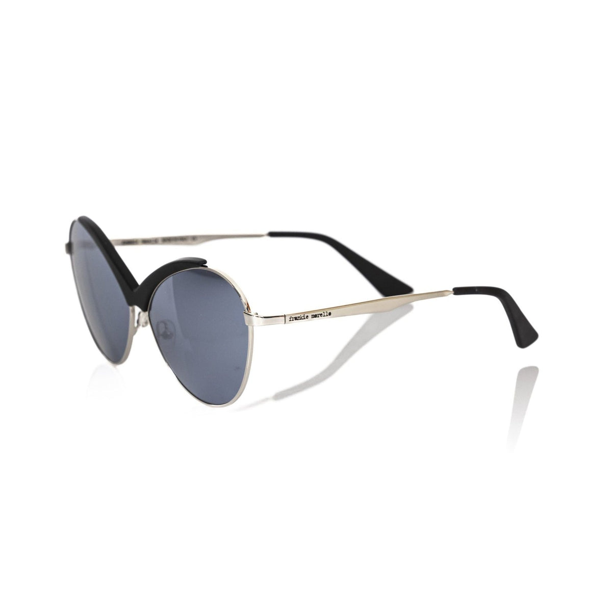 Black metallic Frankie Morello women’s sunglasses with sleek frames and stylish design, showcasing a modern and chic accessory.