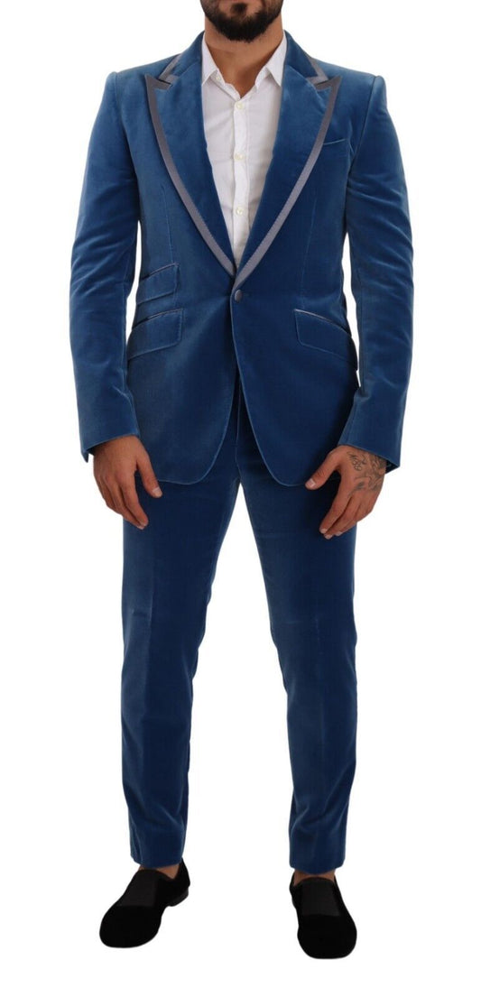 Dolce & Gabbana Blue SICILIA Velvet Slim Fit 2 Piece Suit Dolce & Gabbana