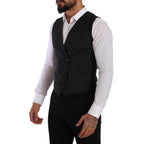 Dolce & Gabbana Gray Striped Double Breasted Waistcoat Vest