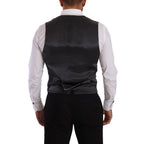Dolce & Gabbana Gray Striped Double Breasted Waistcoat Vest
