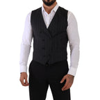 Dolce & Gabbana Gray Striped Double Breasted Waistcoat Vest