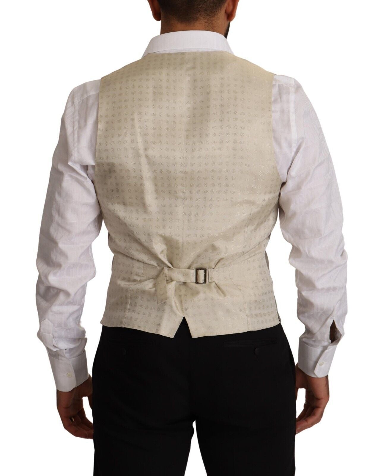 Dolce & Gabbana Beige Wool Single Breasted Waistcoat Vest Dolce & Gabbana