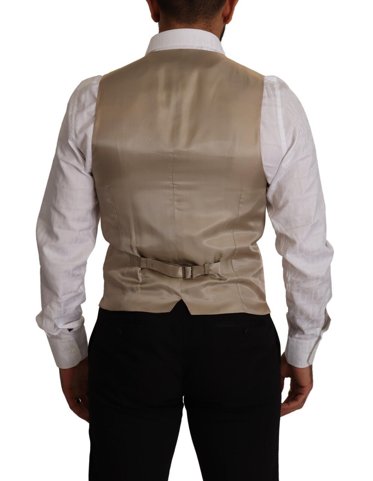 Dolce & Gabbana Beige Cotton Silk Slim Fit Waistcoat Vest Dolce & Gabbana