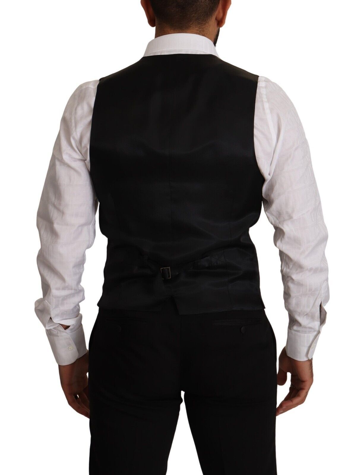 Dolce & Gabbana Blue Striped Wool Stretch Waistcoat Vest Dolce & Gabbana