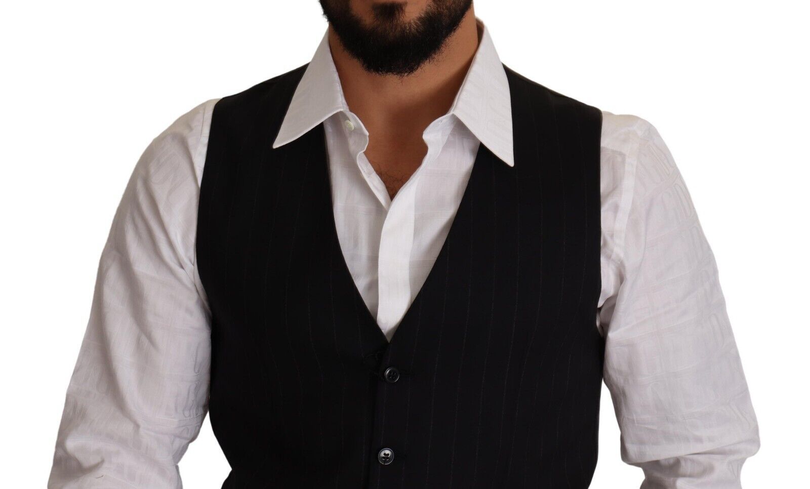 Dolce & Gabbana Blue Striped Wool Stretch Waistcoat Vest Dolce & Gabbana