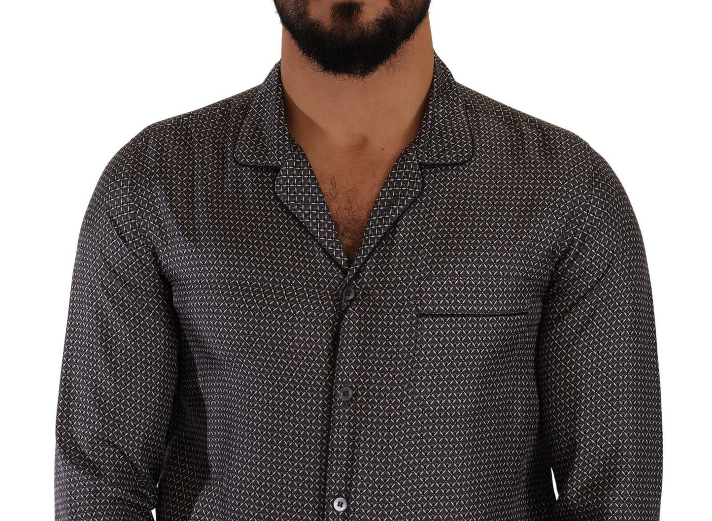 Dolce & Gabbana Gray Fantasy Pattern Pajama Top Mens Shirt Dolce & Gabbana