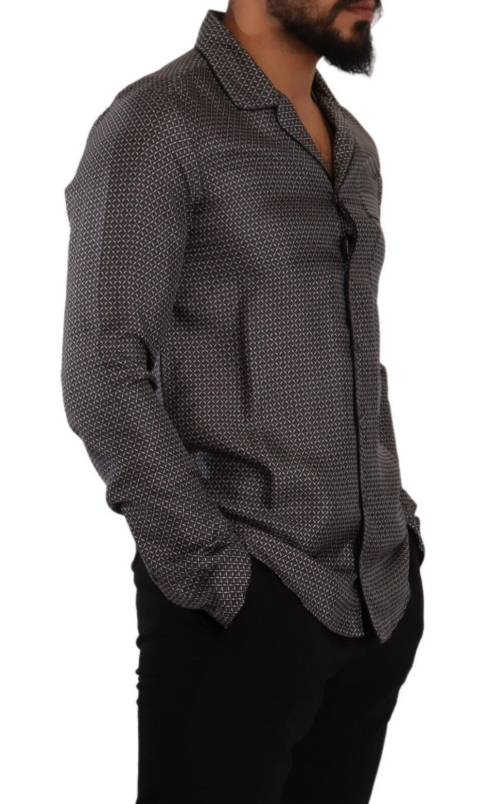 Dolce & Gabbana Gray Fantasy Pattern Pajama Top Mens Shirt Dolce & Gabbana