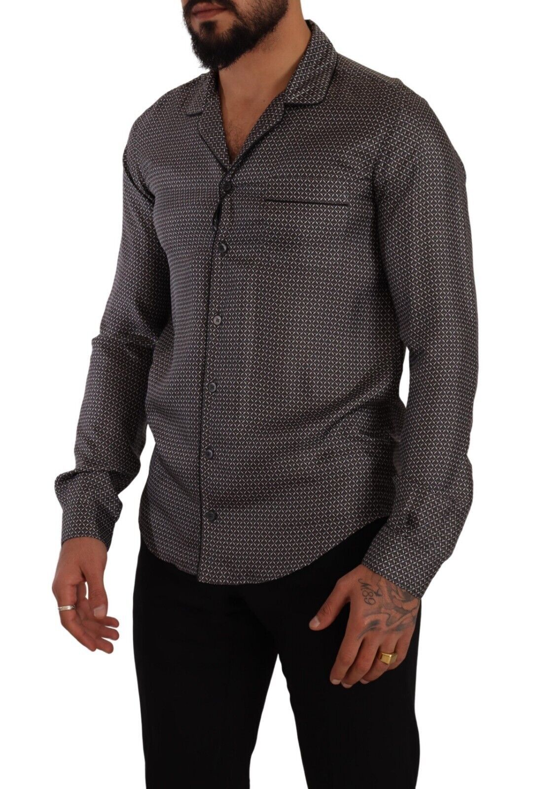 Dolce & Gabbana Gray Fantasy Pattern Pajama Top Mens Shirt Dolce & Gabbana