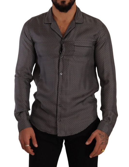 Dolce & Gabbana Gray Fantasy Pattern Pajama Top Mens Shirt Dolce & Gabbana