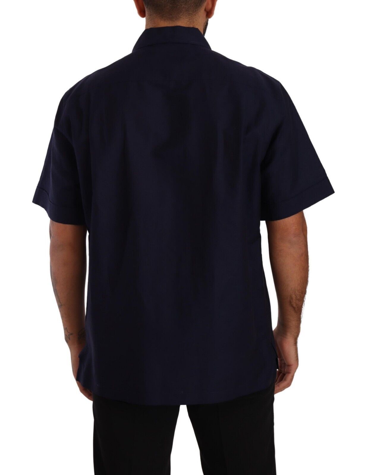 Dolce & Gabbana Navy Blue Button Down Short Sleeves Shirt Dolce & Gabbana