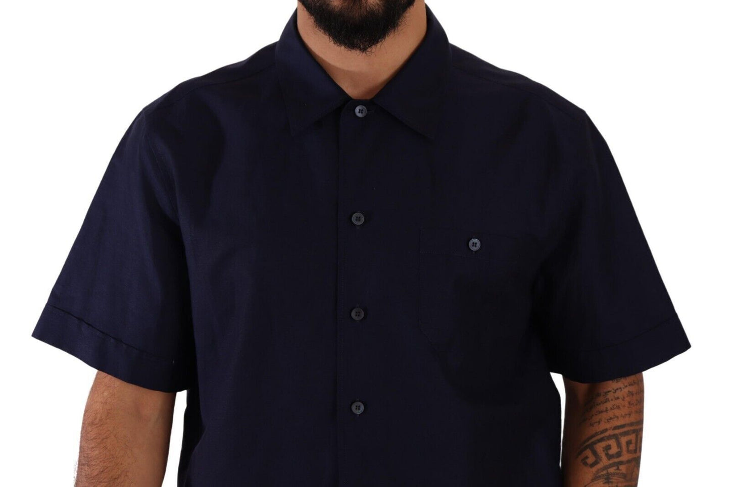 Dolce & Gabbana Navy Blue Button Down Short Sleeves Shirt Dolce & Gabbana