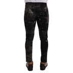 Dolce & Gabbana Black Patterned Skinny Slim Fit Jeans