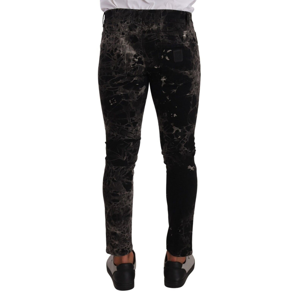 Dolce & Gabbana Black Patterned Skinny Slim Fit Jeans