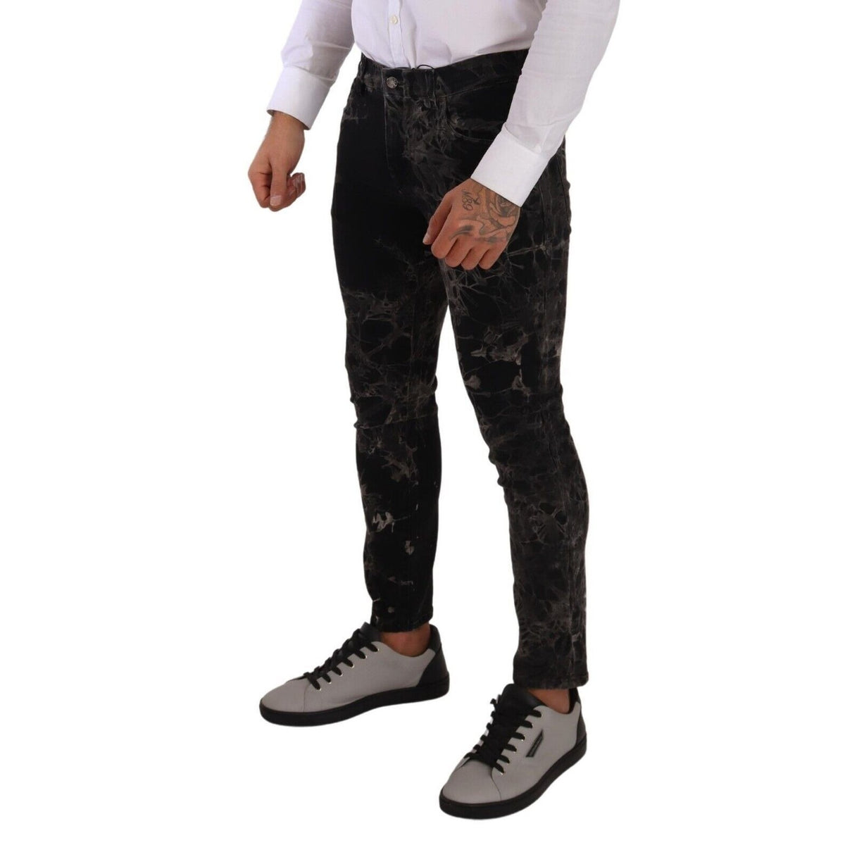 Dolce & Gabbana Black Patterned Skinny Slim Fit Jeans