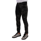 Dolce & Gabbana Black Patterned Skinny Slim Fit Jeans