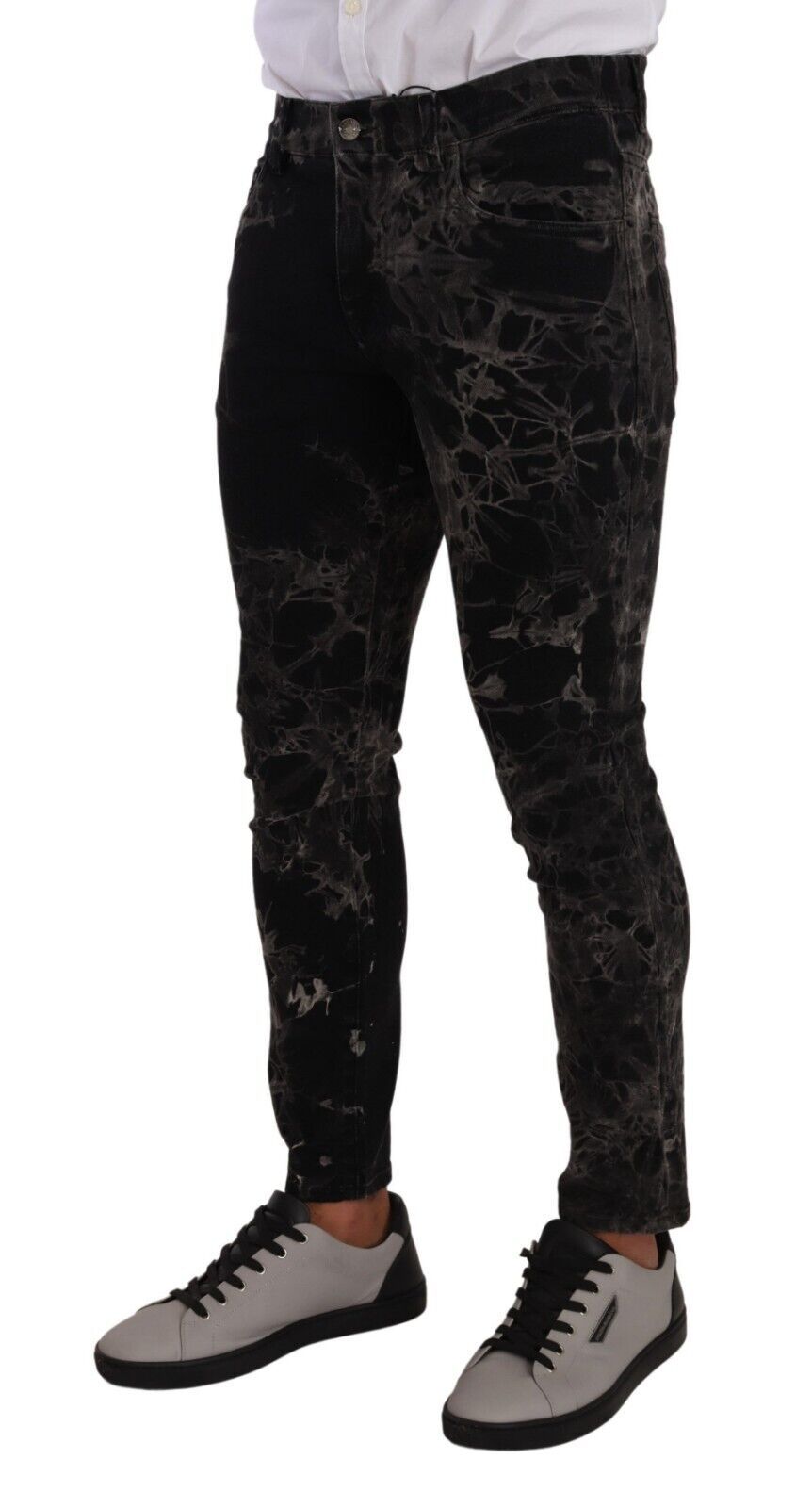 Dolce & Gabbana Black Patterned Skinny Slim Fit Jeans Dolce & Gabbana