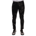 Dolce & Gabbana Black Patterned Skinny Slim Fit Jeans
