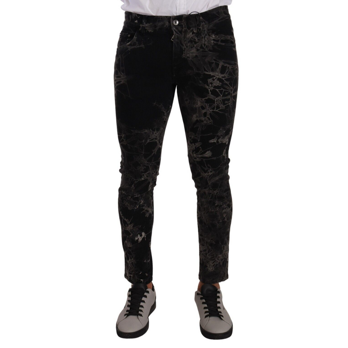 Dolce & Gabbana Black Patterned Skinny Slim Fit Jeans