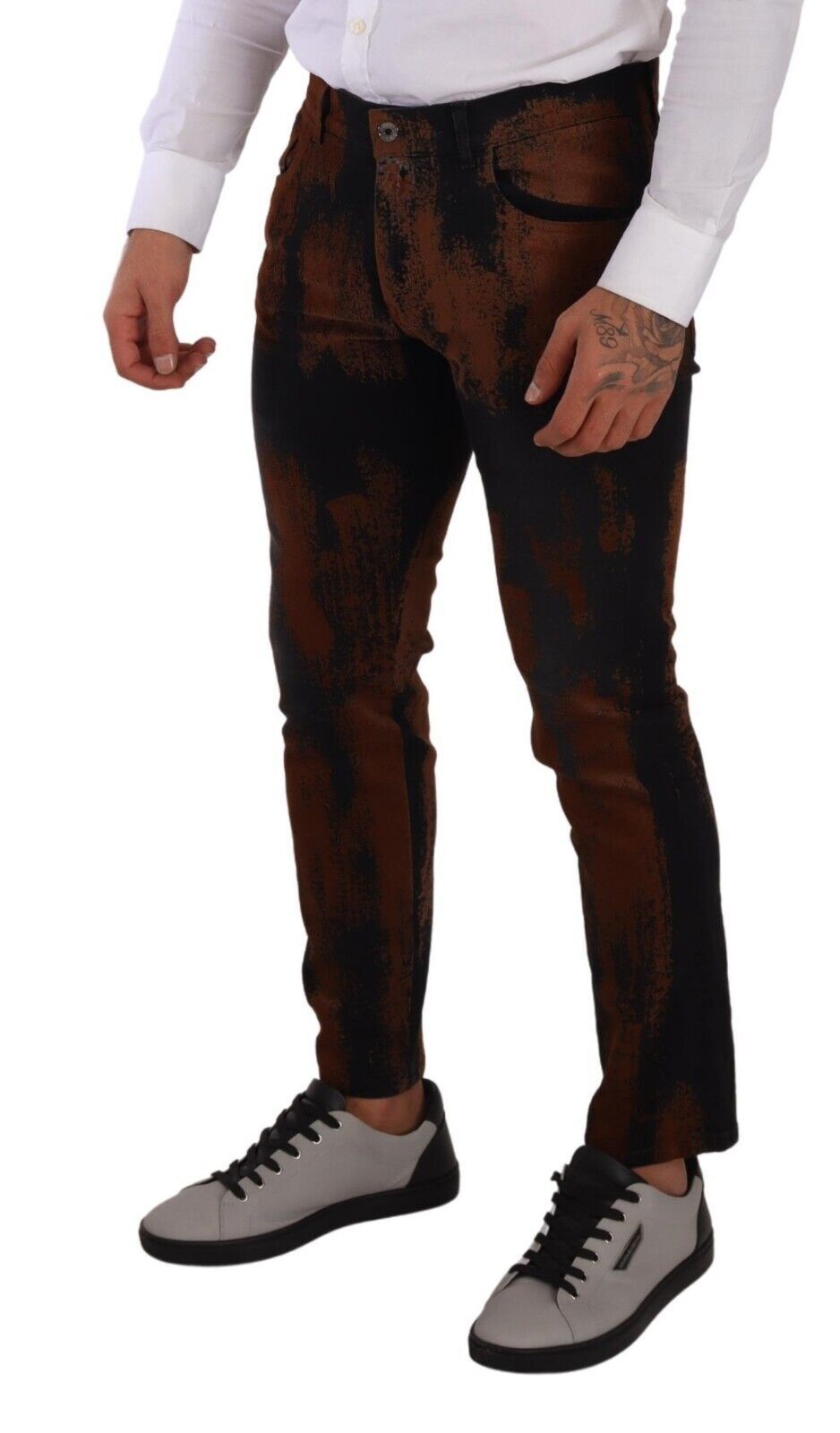 Dolce & Gabbana Black Brown Tie Dye Cotton Skinny Denim Jeans Dolce & Gabbana
