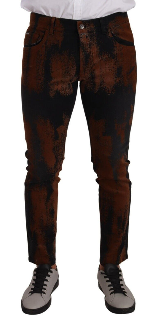 Dolce & Gabbana Black Brown Tie Dye Cotton Skinny Denim Jeans Dolce & Gabbana