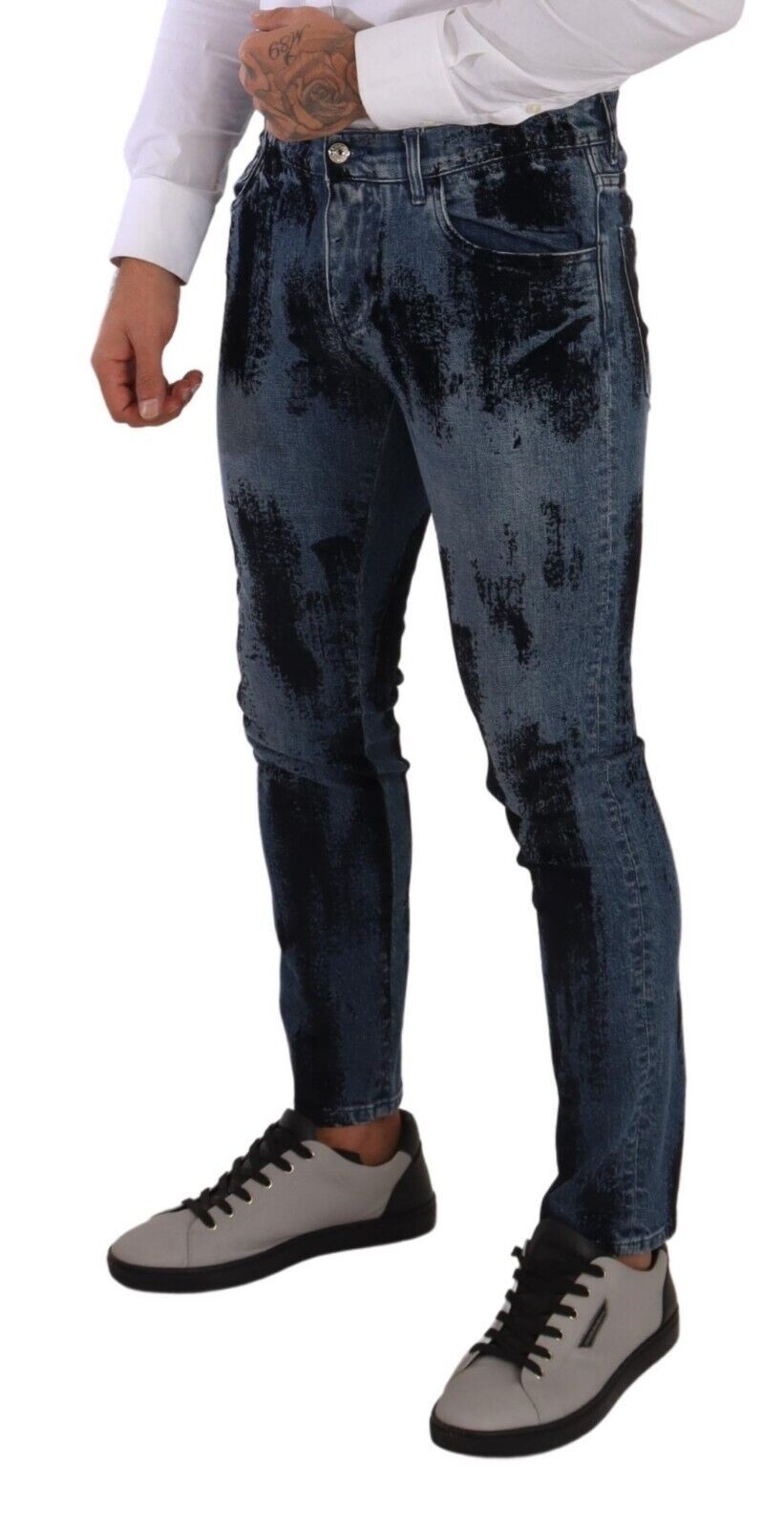 Dolce & Gabbana Blue Black Cotton Skinny Denim Jeans Dolce & Gabbana