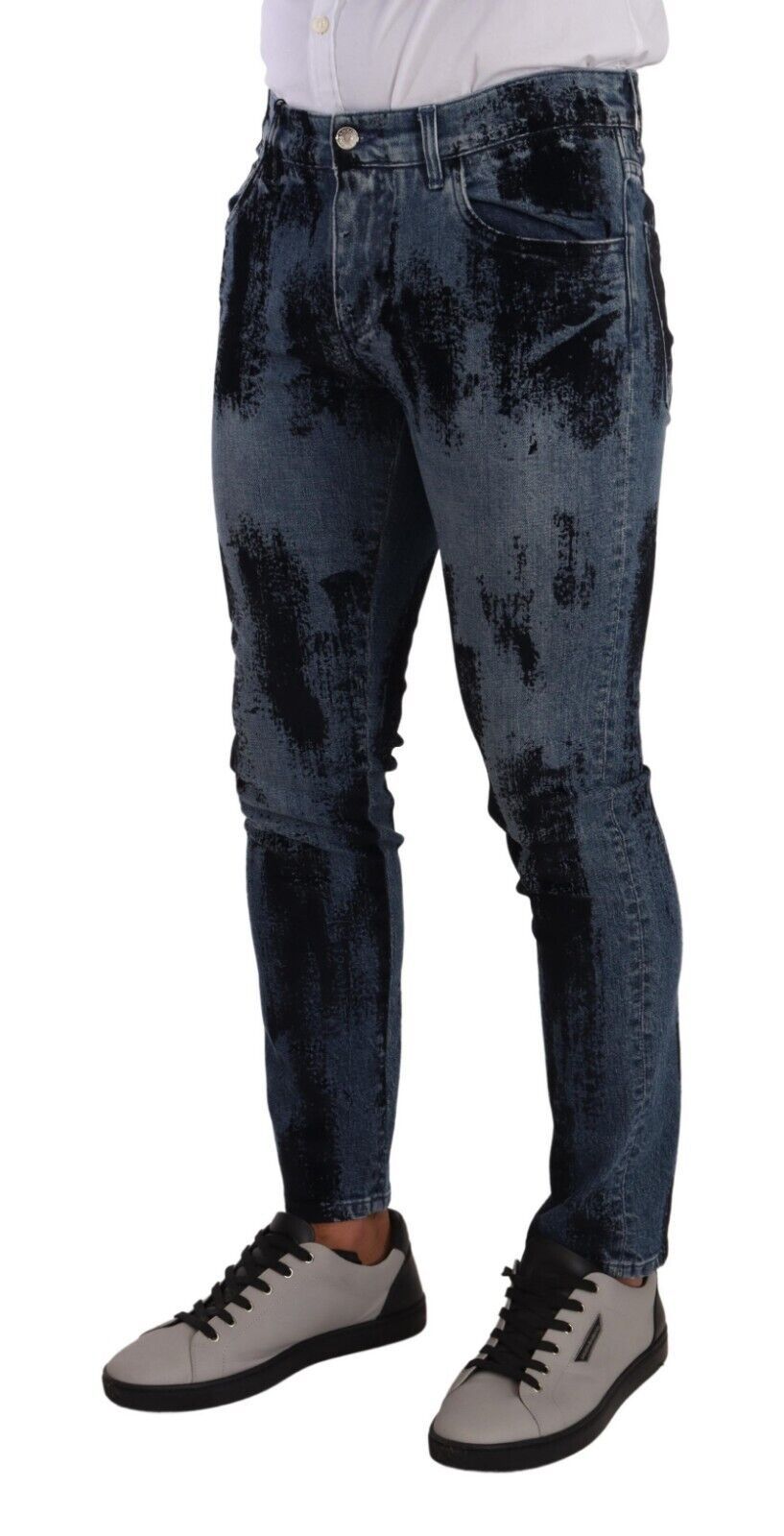 Dolce & Gabbana Blue Black Cotton Skinny Denim Jeans Dolce & Gabbana