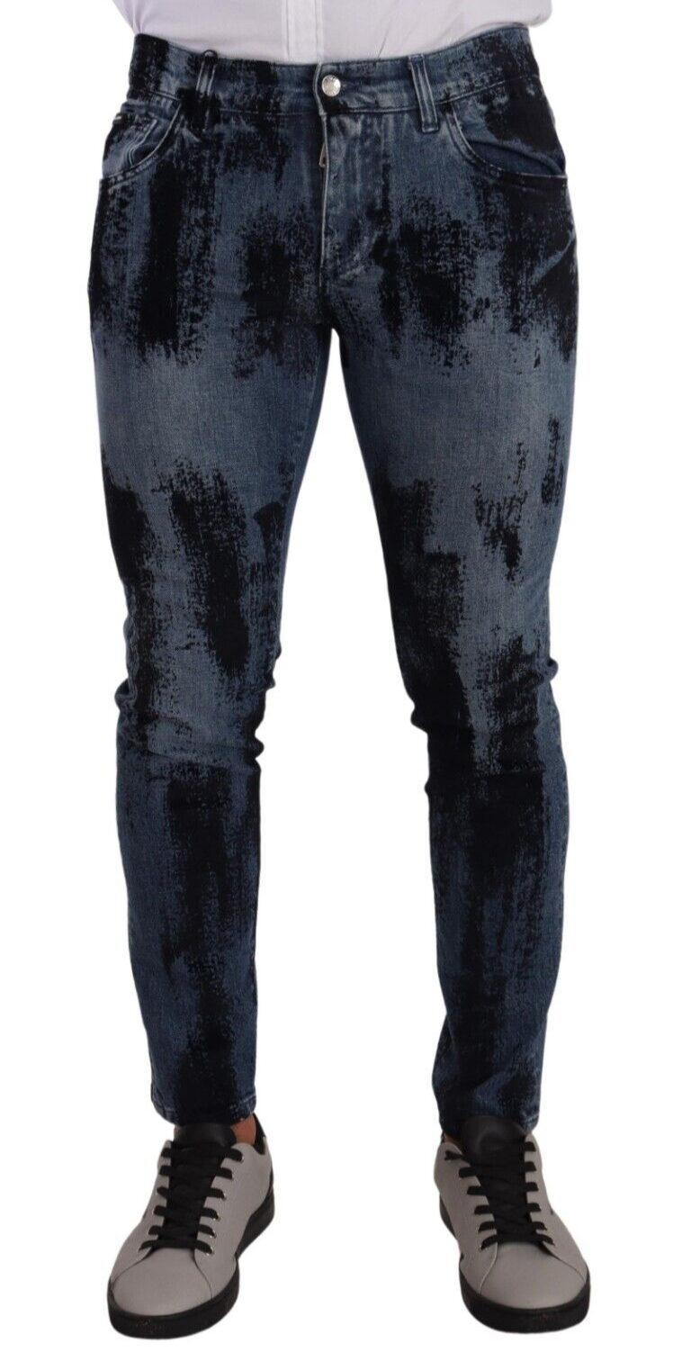 Dolce & Gabbana Blue Black Cotton Skinny Denim Jeans Dolce & Gabbana