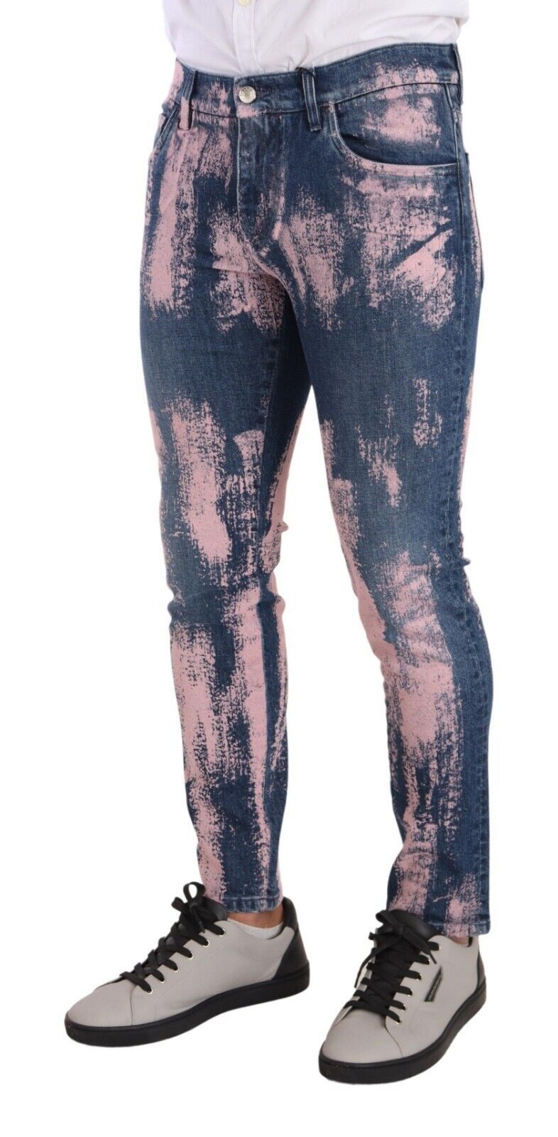 Dolce & Gabbana Blue Pink Tie Dye Cotton Skinny Denim Jeans Dolce & Gabbana