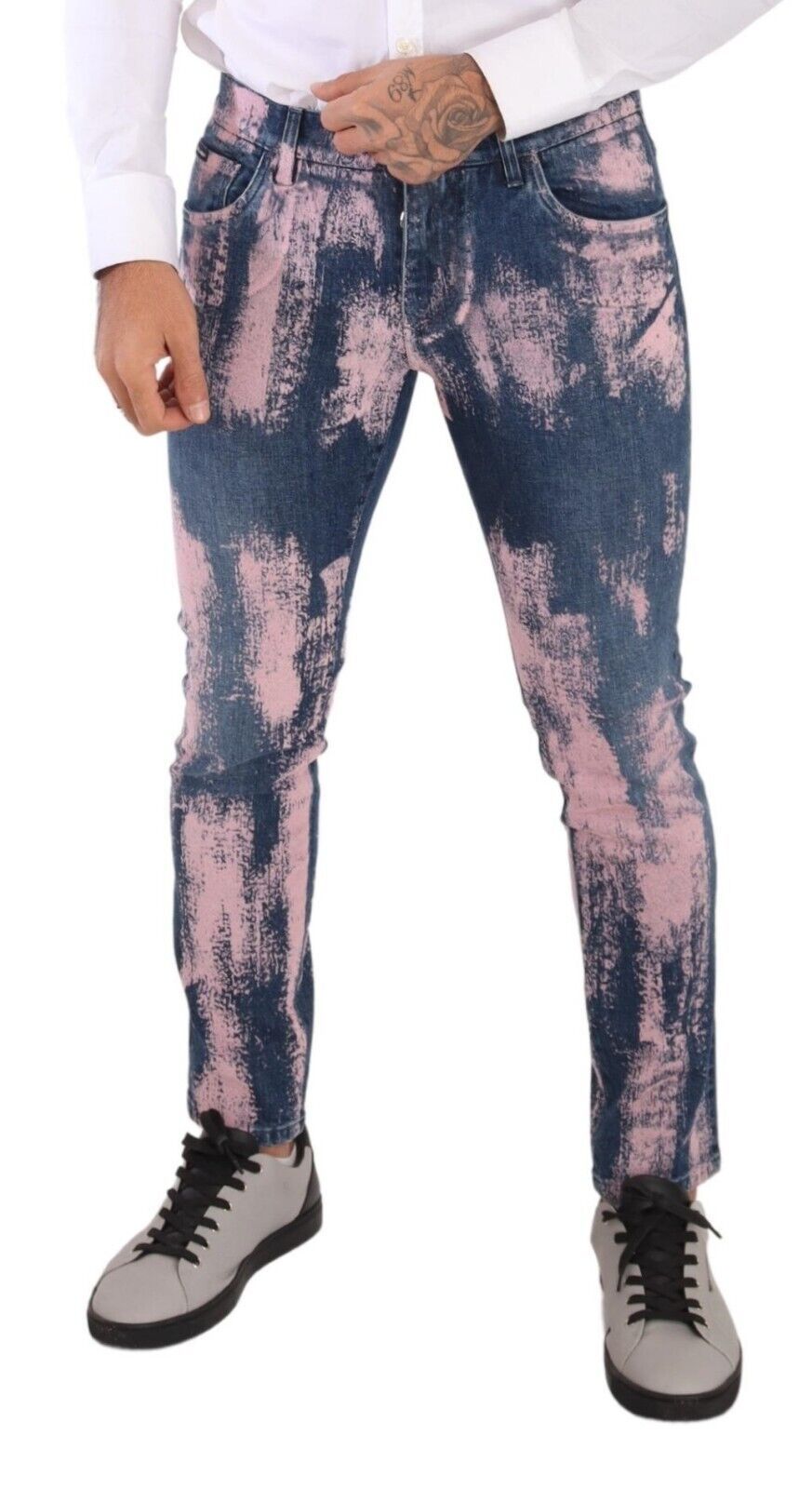 Dolce & Gabbana Blue Pink Tie Dye Cotton Skinny Denim Jeans Dolce & Gabbana